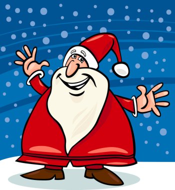 Noel Baba ve kar karikatür çizimi