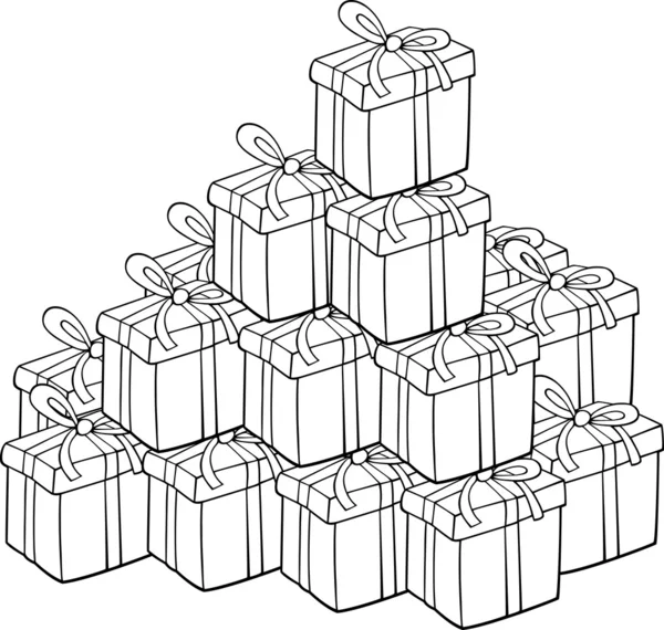 Heap of presents for coloring — Stock Vector