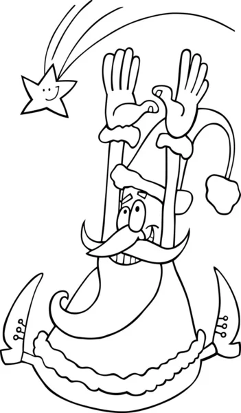 Desenhos animados santa claus para colorir livro —  Vetores de Stock