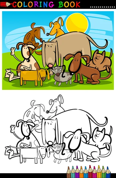 Cartoon Honden voor coloring boek of pagina — Stockvector