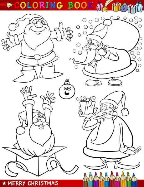 Cartoon Christmas Themes for Coloring — Stock Vector