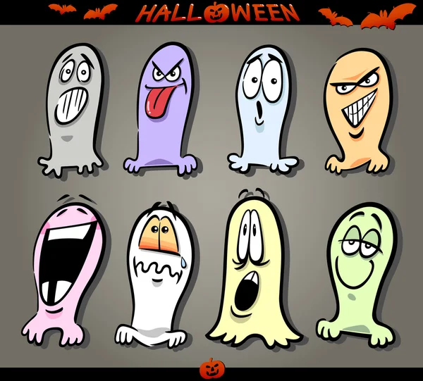 Emoticones de fantasmas de Halloween — Vector de stock