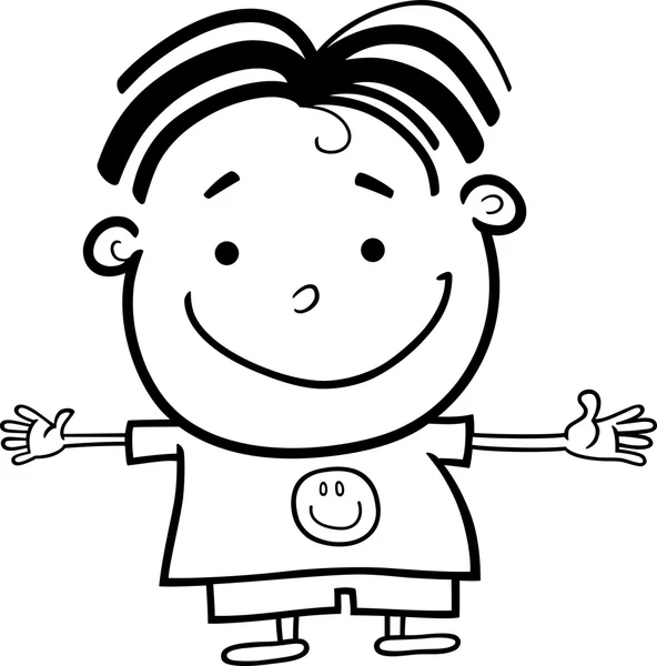 Lindo niño feliz para colorear — Vector de stock