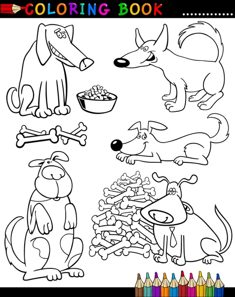 Perros de dibujos animados para colorear libro o página — Archivo Imágenes Vectoriales
