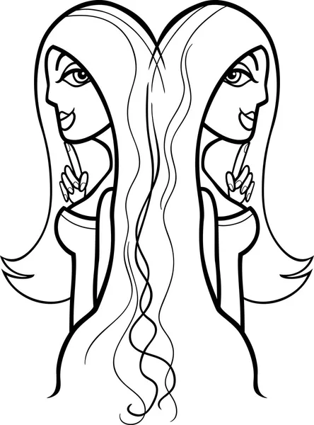Woman gemini sign for coloring — Stock Vector
