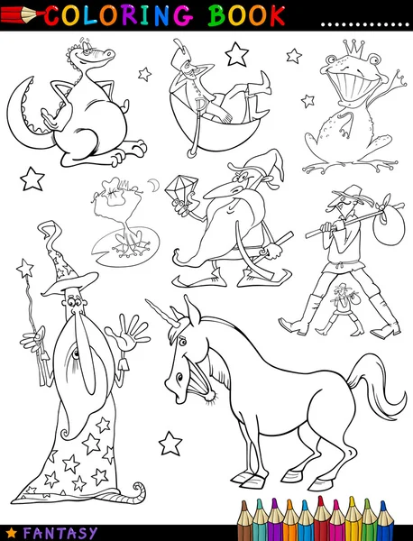 Fantasy Characters for coloring — Stock Vector