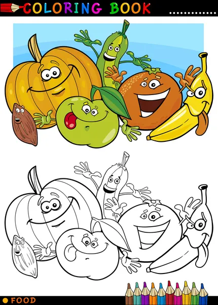 Frutas y verduras para colorear — Vector de stock