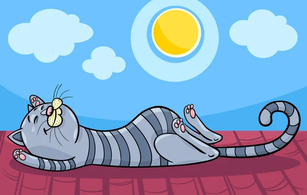 Slapende kat cartoon afbeelding — Stockvector