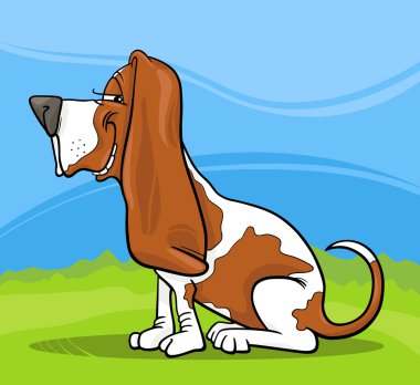 Basset hound dog cartoon illustration