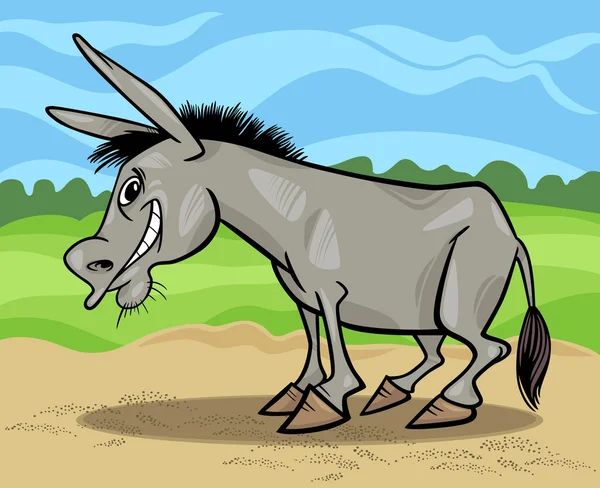 Engraçado cinza burro desenho animado ilustração — Vetor de Stock