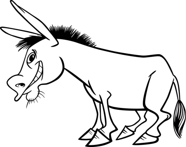 Burro dos desenhos animados para colorir livro — Vetor de Stock