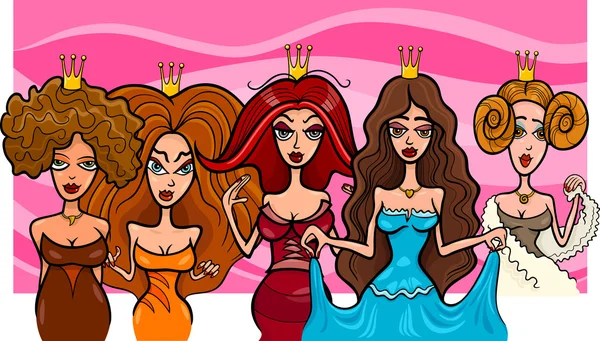 Princesas o reinas de fantasía — Vector de stock