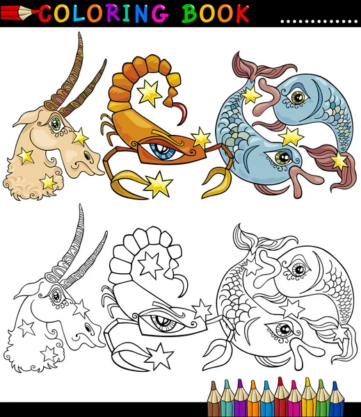 Fantasy animals characters for coloring — Stock Vector