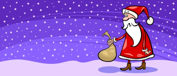 Santa Claus and sack cartoon card — Stock Vector