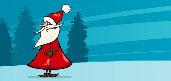 Funny Santa Claus tarjeta de dibujos animados — Vector de stock