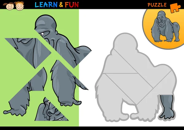 Cartoon gorilla pusselspel — Stock vektor
