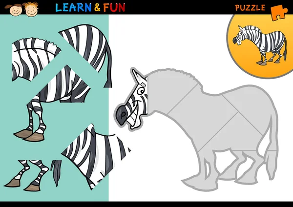 Kreslený zebra puzzle hra — Stockový vektor