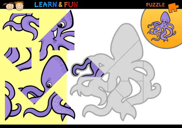 Jeu de puzzle poulpe dessin animé — Image vectorielle