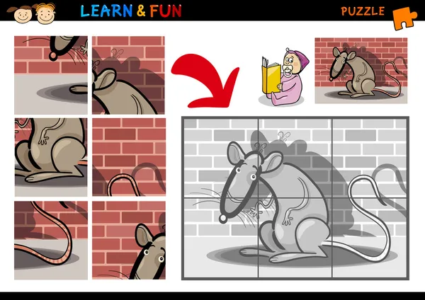 Kreslený krysa puzzle hra — Stockový vektor