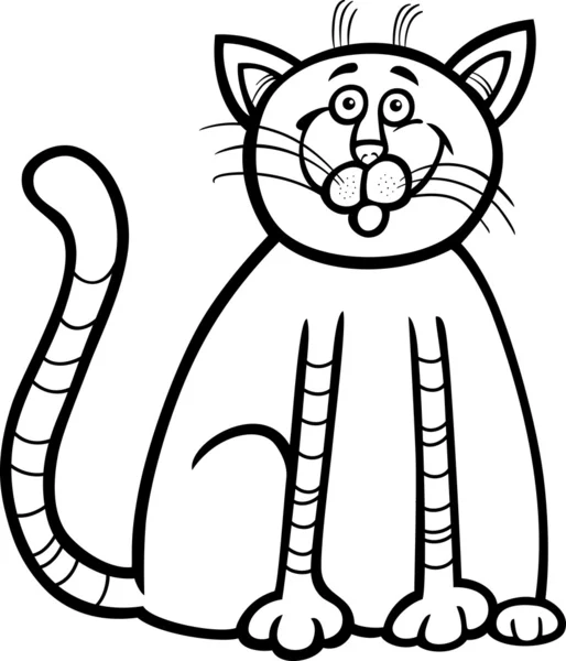 Dibujos animados gato feliz para colorear libro — Vector de stock