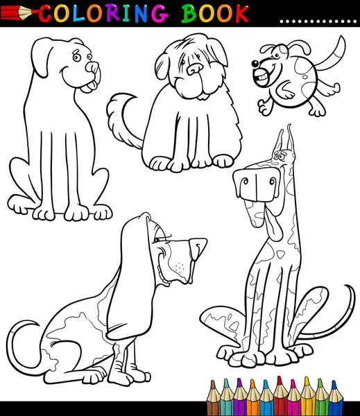 Kreskówka psów i szczeniąt do Kolorowanka — Wektor stockowy