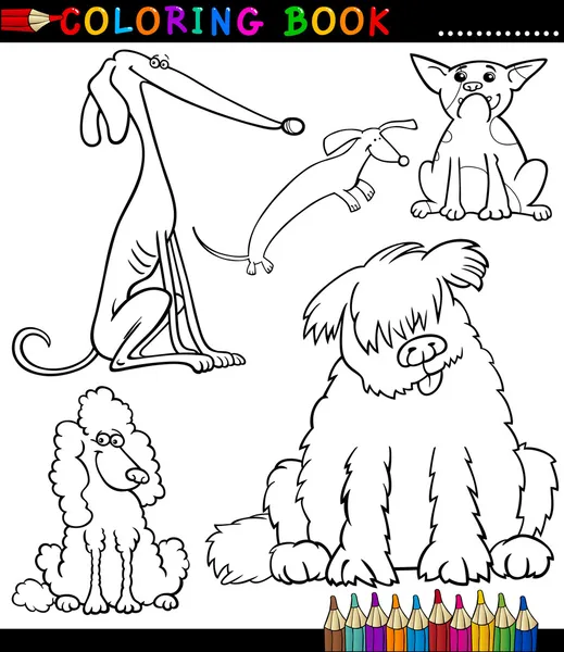 Cartoon Dogs or Puppies for Coloring Book — Stock Vector