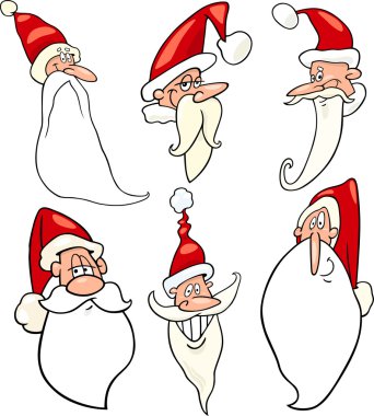 komik Noel Baba Karikatür yüzler Icons set
