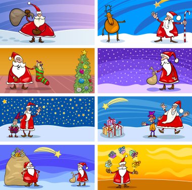karikatür tebrik kartları Noel Baba ile