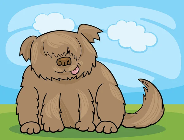 Sheepdog shaggy perro ilustración de dibujos animados — Vector de stock