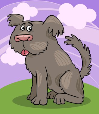 çoban köpeği tüylü köpek karikatür çizimi