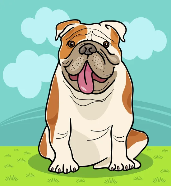 Englische Bulldogge Cartoon Illustration — Stockvektor