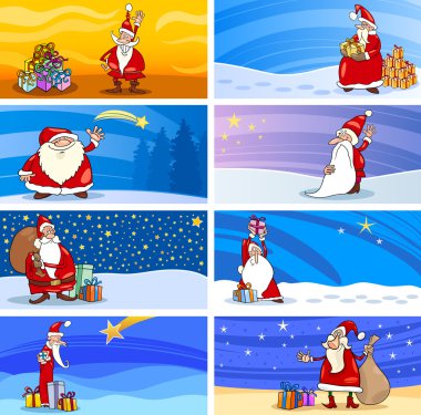 karikatür tebrik kartları Noel Baba ile