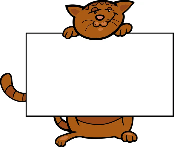 Gato de dibujos animados con tablero o tarjeta — Vector de stock