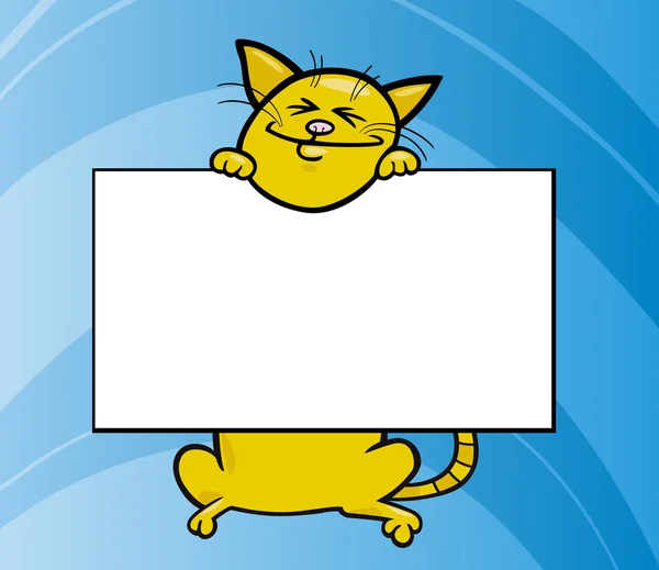 Cartoon cat with board or card — Stock Vector