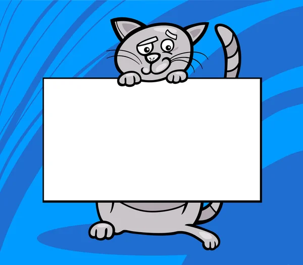 Cartoon cat with board or card — Stock Vector