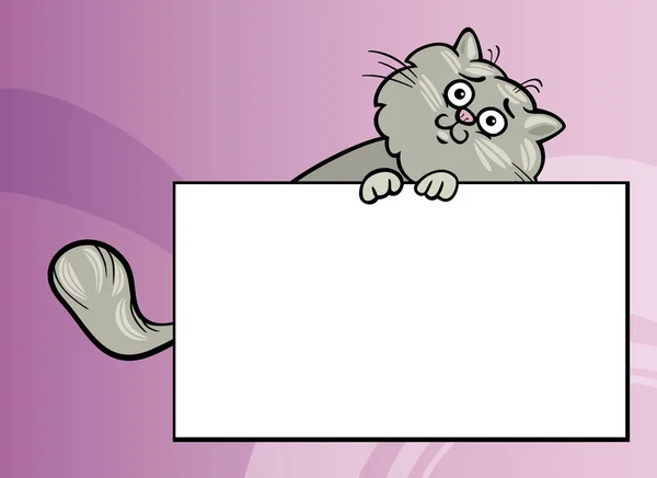 Gato de dibujos animados con tablero o tarjeta — Vector de stock