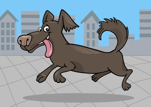 Futó kis kutya rajzfilm illusztráció — Stock Vector