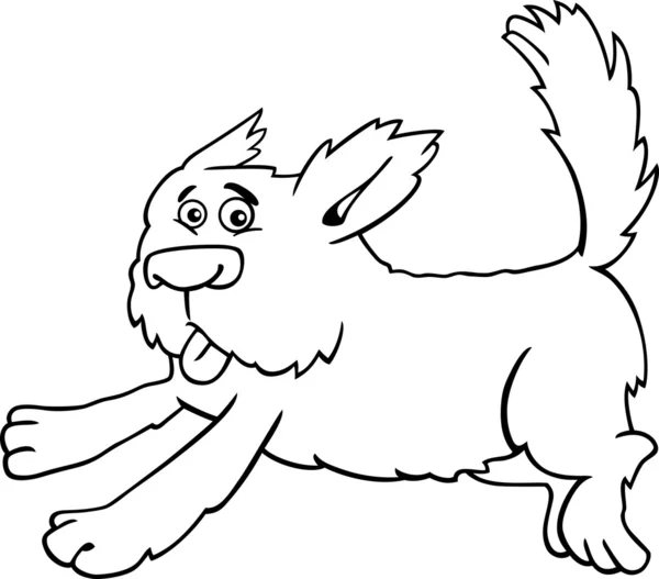 Correr peludo perro de dibujos animados para colorear — Archivo Imágenes Vectoriales