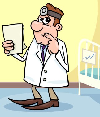 Hastanede doktor karikatür çizimi
