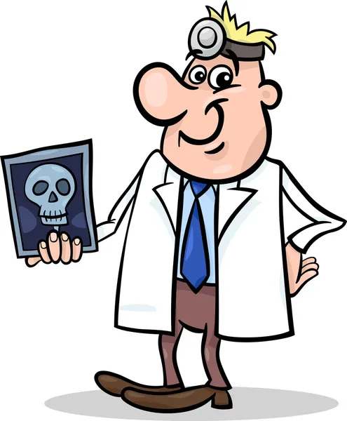 Karikatur Arzt Illustration mit Röntgen — Stockvektor