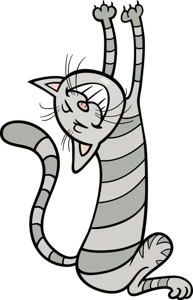 Stratching gato ilustración de dibujos animados — Vector de stock