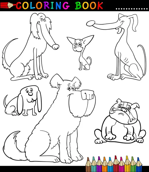 Cartoon Dogs or Puppies for Coloring Book — Stock Vector