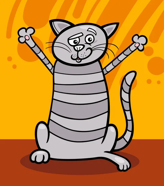 Feliz gato tabby ilustración de dibujos animados — Archivo Imágenes Vectoriales