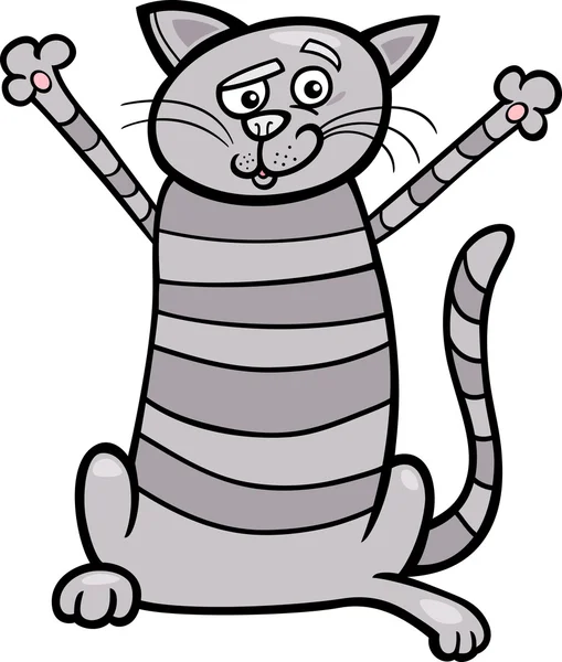 Happy tabby cat cartoon illustration — Stock Vector