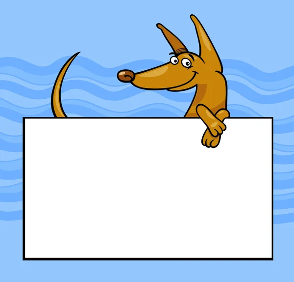 Perro de dibujos animados con tablero o tarjeta — Vector de stock