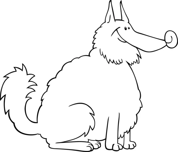 Spitz dog cartoon for coloring book - Stok Vektor