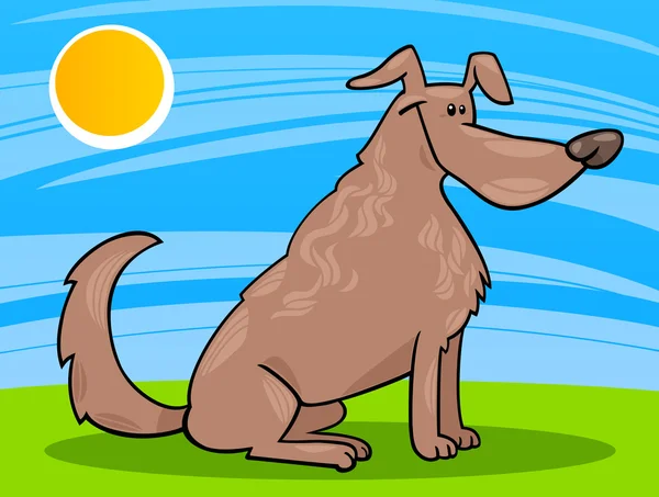 Cute sitting dog cartoon illustration — Stock Vector