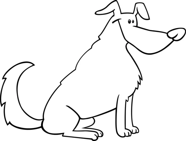 Sitting dog cartoon for coloring book — Stock Vector