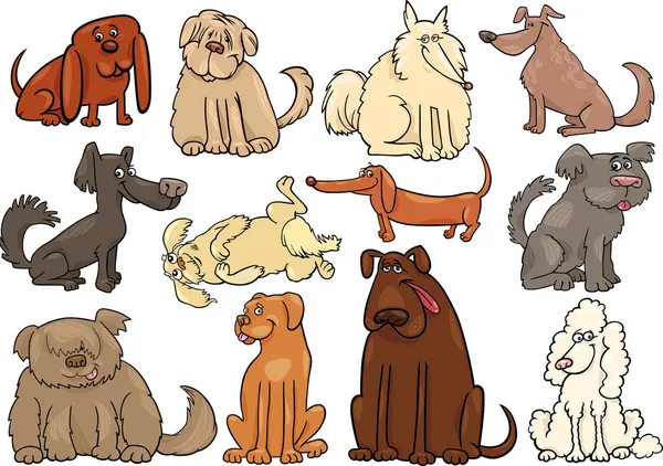 Perros de dibujos animados o cachorros conjunto grande — Archivo Imágenes Vectoriales