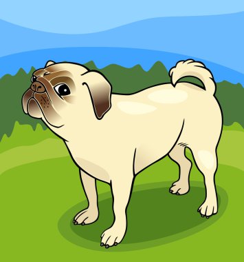 Pug dog karikatür çizimi
